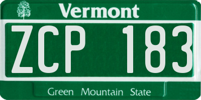 VT license plate ZCP183