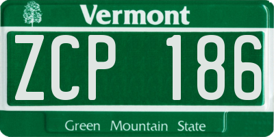 VT license plate ZCP186