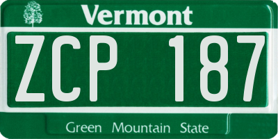 VT license plate ZCP187