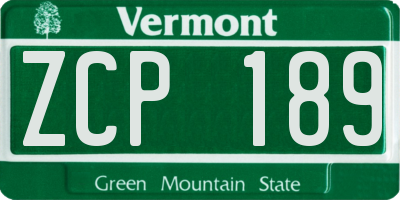 VT license plate ZCP189