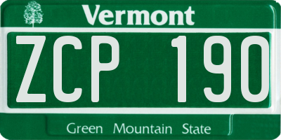 VT license plate ZCP190