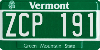 VT license plate ZCP191