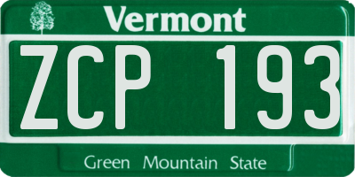 VT license plate ZCP193
