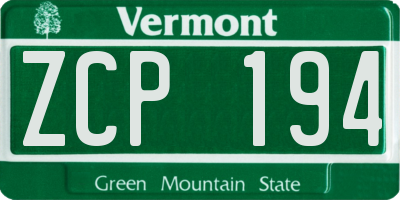 VT license plate ZCP194