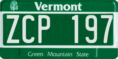 VT license plate ZCP197