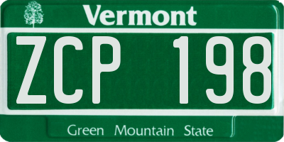 VT license plate ZCP198