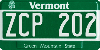 VT license plate ZCP202