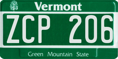 VT license plate ZCP206