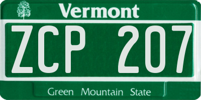 VT license plate ZCP207