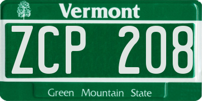 VT license plate ZCP208