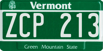 VT license plate ZCP213