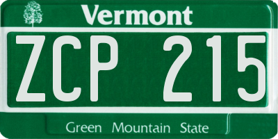 VT license plate ZCP215