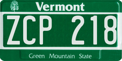 VT license plate ZCP218