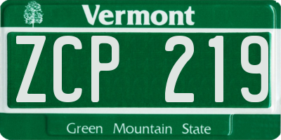 VT license plate ZCP219