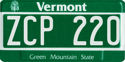 VT license plate ZCP220