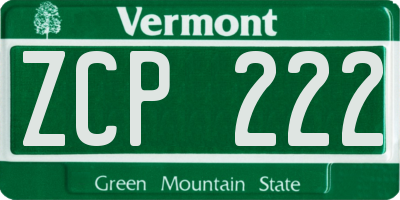 VT license plate ZCP222