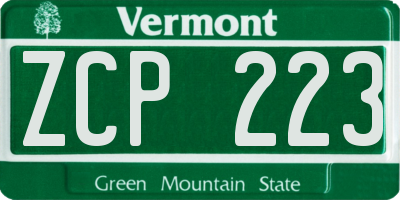 VT license plate ZCP223