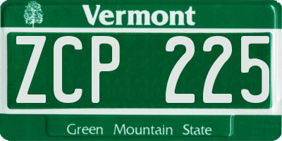 VT license plate ZCP225