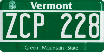 VT license plate ZCP228