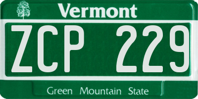 VT license plate ZCP229