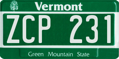 VT license plate ZCP231