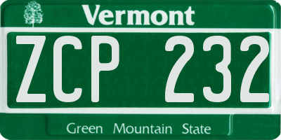 VT license plate ZCP232