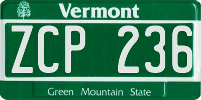 VT license plate ZCP236