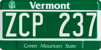 VT license plate ZCP237
