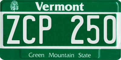 VT license plate ZCP250