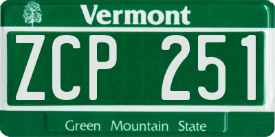 VT license plate ZCP251