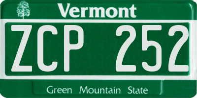 VT license plate ZCP252