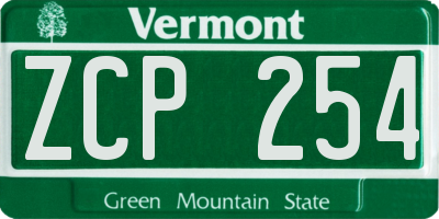 VT license plate ZCP254