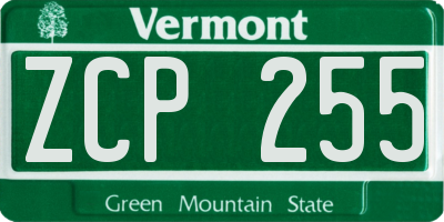 VT license plate ZCP255
