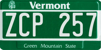 VT license plate ZCP257