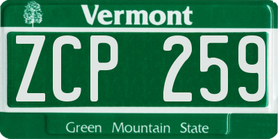 VT license plate ZCP259