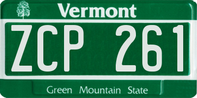 VT license plate ZCP261