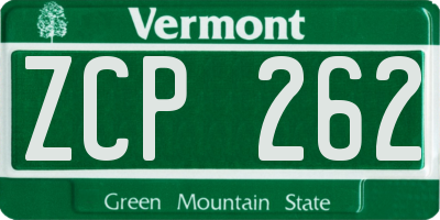 VT license plate ZCP262