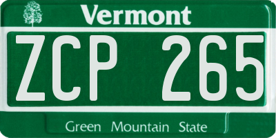VT license plate ZCP265
