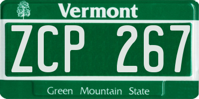 VT license plate ZCP267