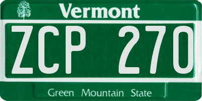 VT license plate ZCP270