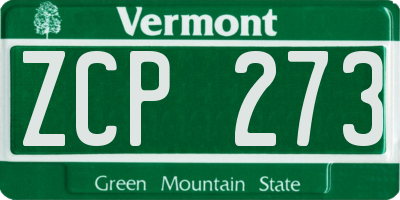 VT license plate ZCP273