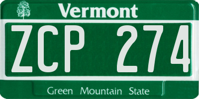 VT license plate ZCP274