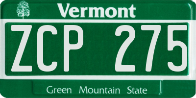 VT license plate ZCP275