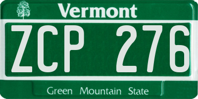 VT license plate ZCP276