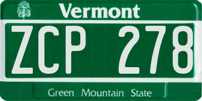 VT license plate ZCP278