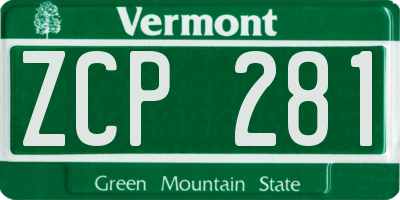 VT license plate ZCP281