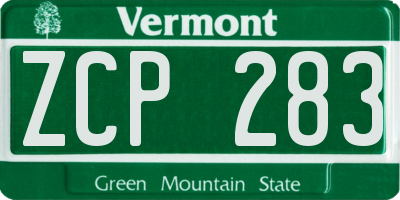 VT license plate ZCP283