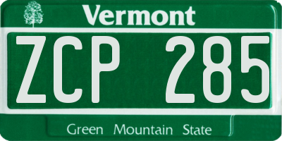 VT license plate ZCP285
