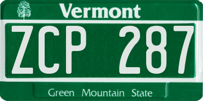 VT license plate ZCP287
