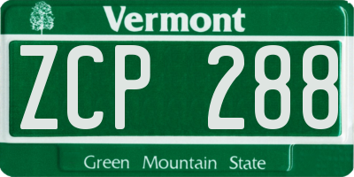 VT license plate ZCP288